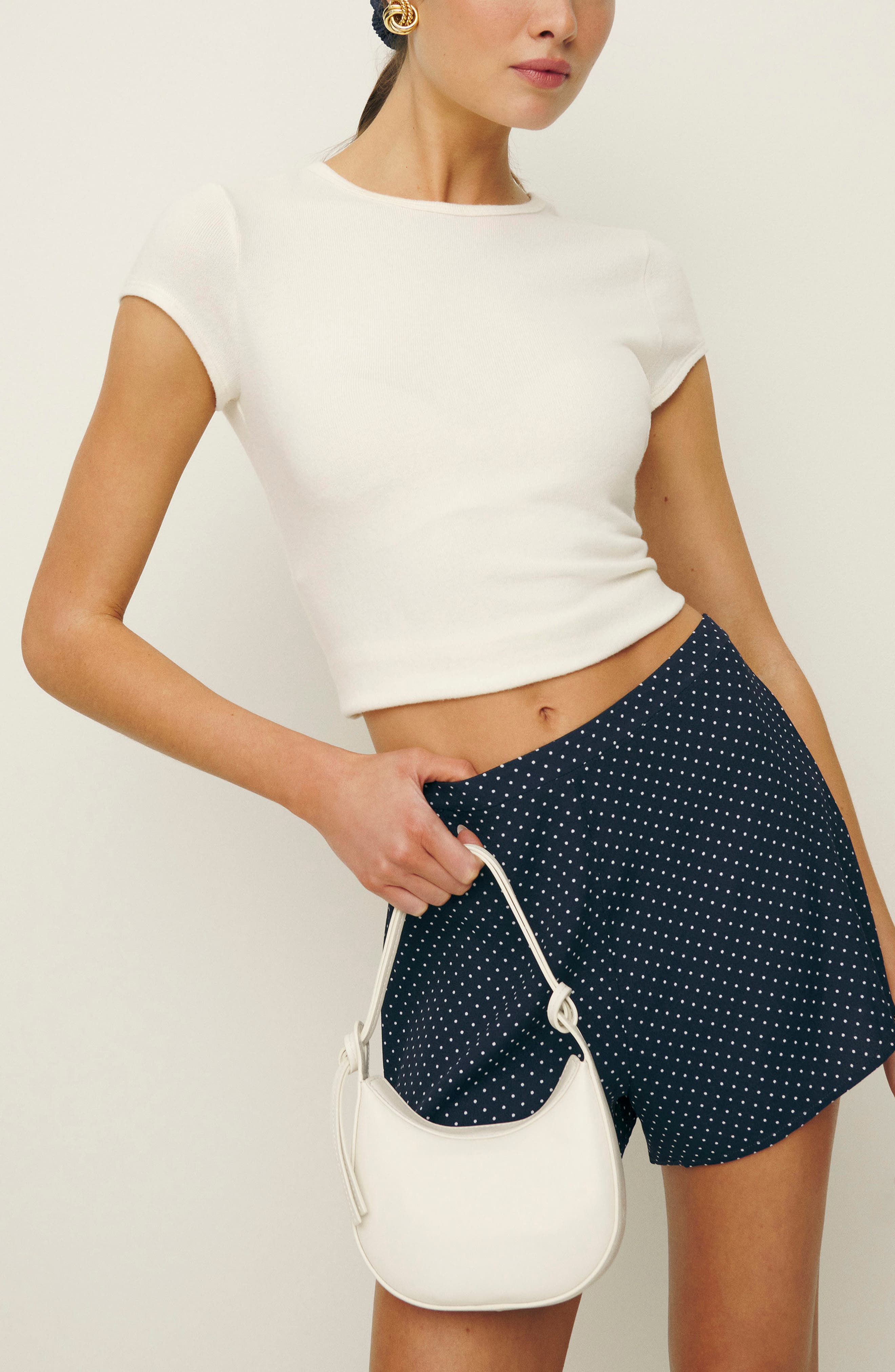 Mini Rosetta Leather Shoulder Bag, Alternate, color, WHITE LEATHER