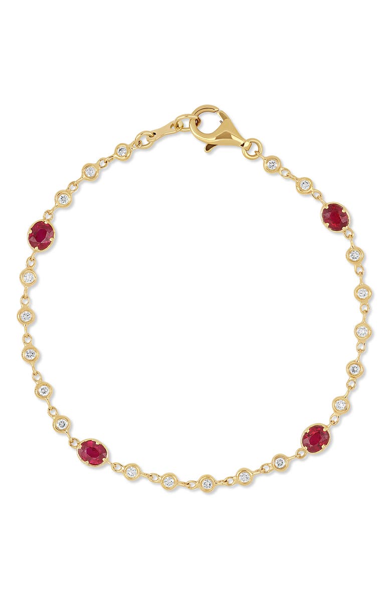 Bony Levy 18K Gold El Mar Ruby & Diamond Tennis Bracelet, Main, color, 18Ky Gold