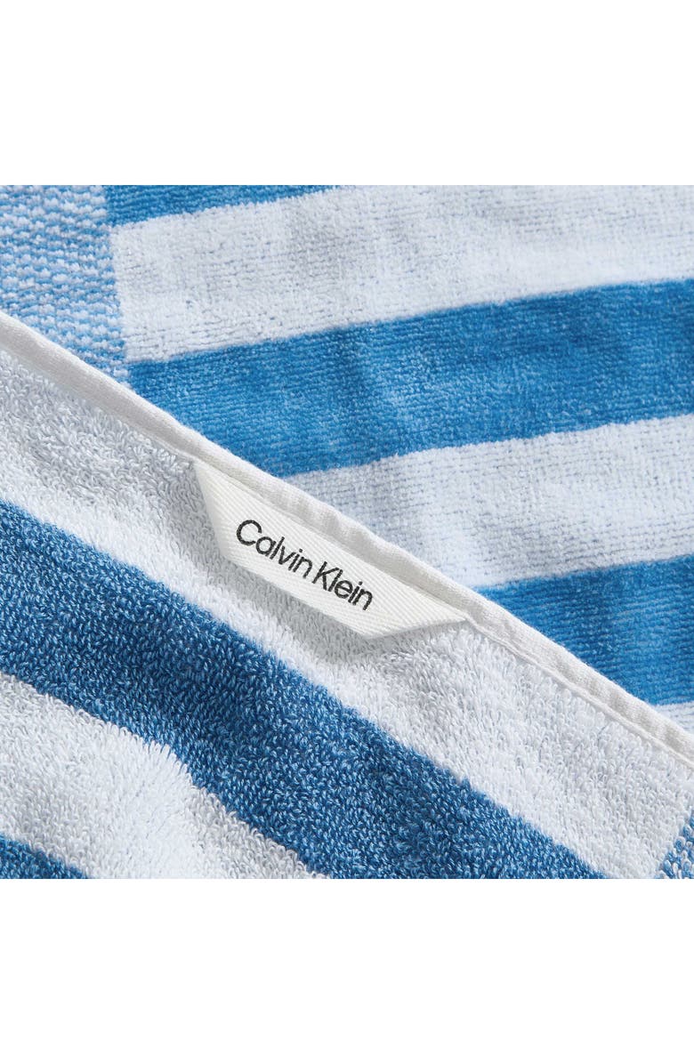 Calvin Klein Mingled Check Beach Towel, Alternate, color, Blue Jasper / White