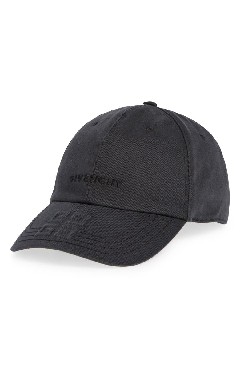 Givenchy Debossed Logo Adjustable Baseball Cap, Main, color, Black