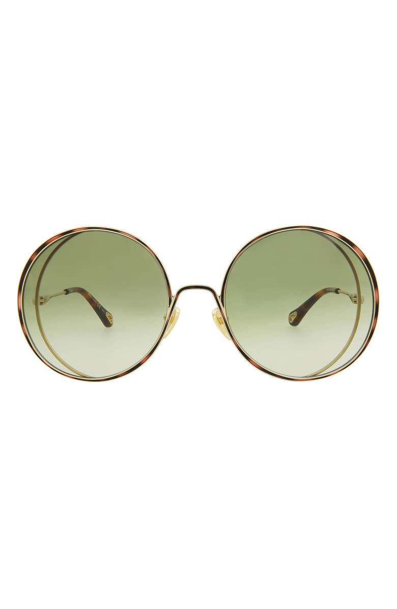 Chloé Novelty 61mm Round Sunglasses, Main, color, Gold Green