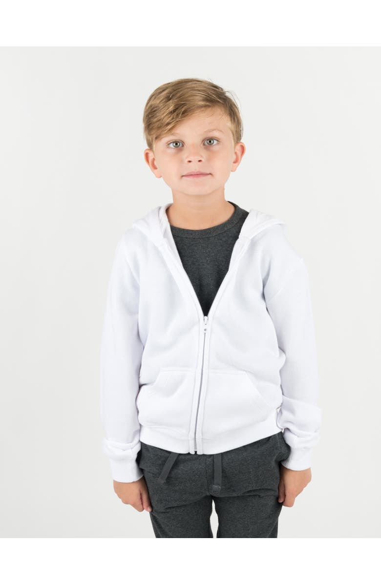Leveret Kids Zip-Up Sweatshirt Hoodie, Cotton Blend, Solid Colors, Alternate, color, White
