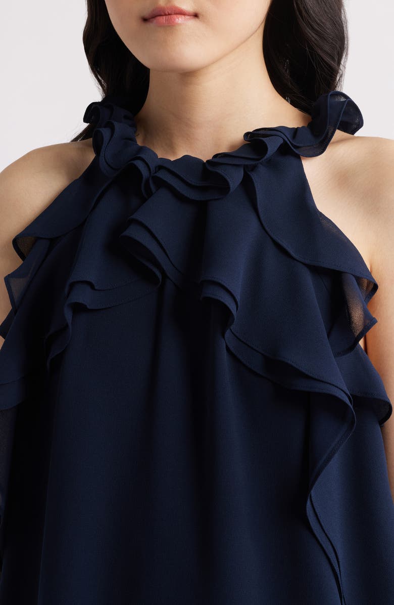 KOBI HALPERIN Ruffle Sleeveless Top, Alternate, color, Navy