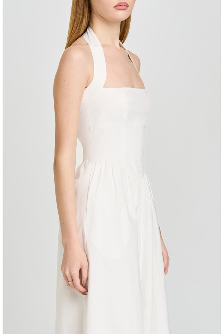 Camellia Halter Neck Stretch Cotton Midi Dress, Alternate, color, IVORY