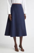 ST. JOHN Stretch Gabardine A-Line Midi Skirt