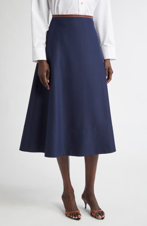 St John St. John Collection Stretch Gabardine A-line Midi Skirt In Blue