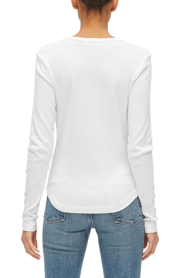 Lucy V-Neck Long Sleeve Henley, Alternate, color, WHITE