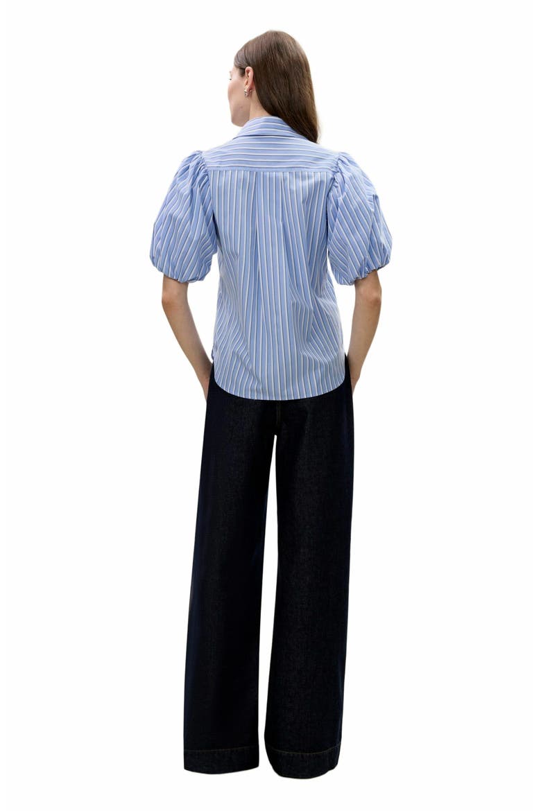 Priya Poplin Blouse, Alternate, color, BLUE STRIPE COMBO