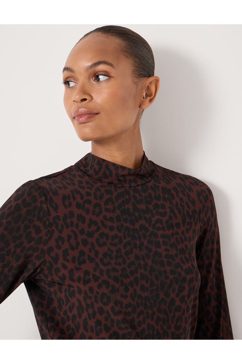 Printed Long Sleeve Top, Alternate, color, Natural Leopard Brown