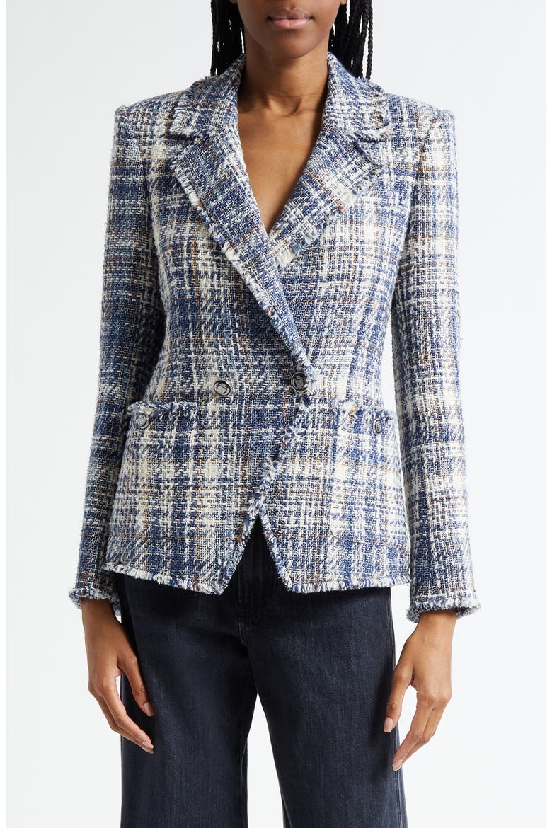 Theron Plaid Tweed Jacket, Main, color, DOVE/ BLUE MULTI