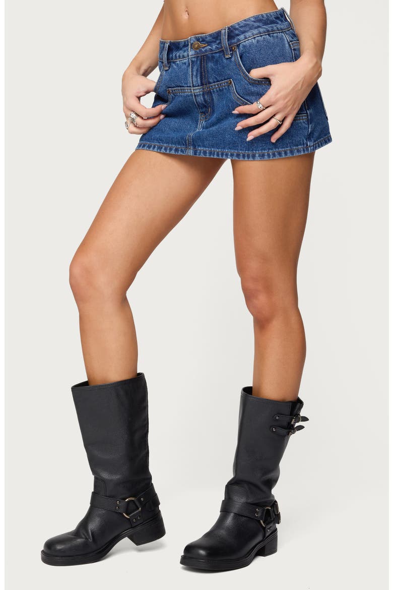 Stitched Up Denim Mini Skort, Alternate, color, BLUE-WASHED