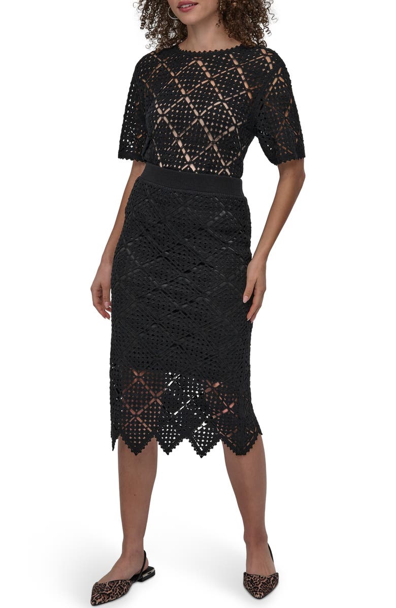 DKNY Crochet Stitch Sweater Skirt, Alternate, color,
