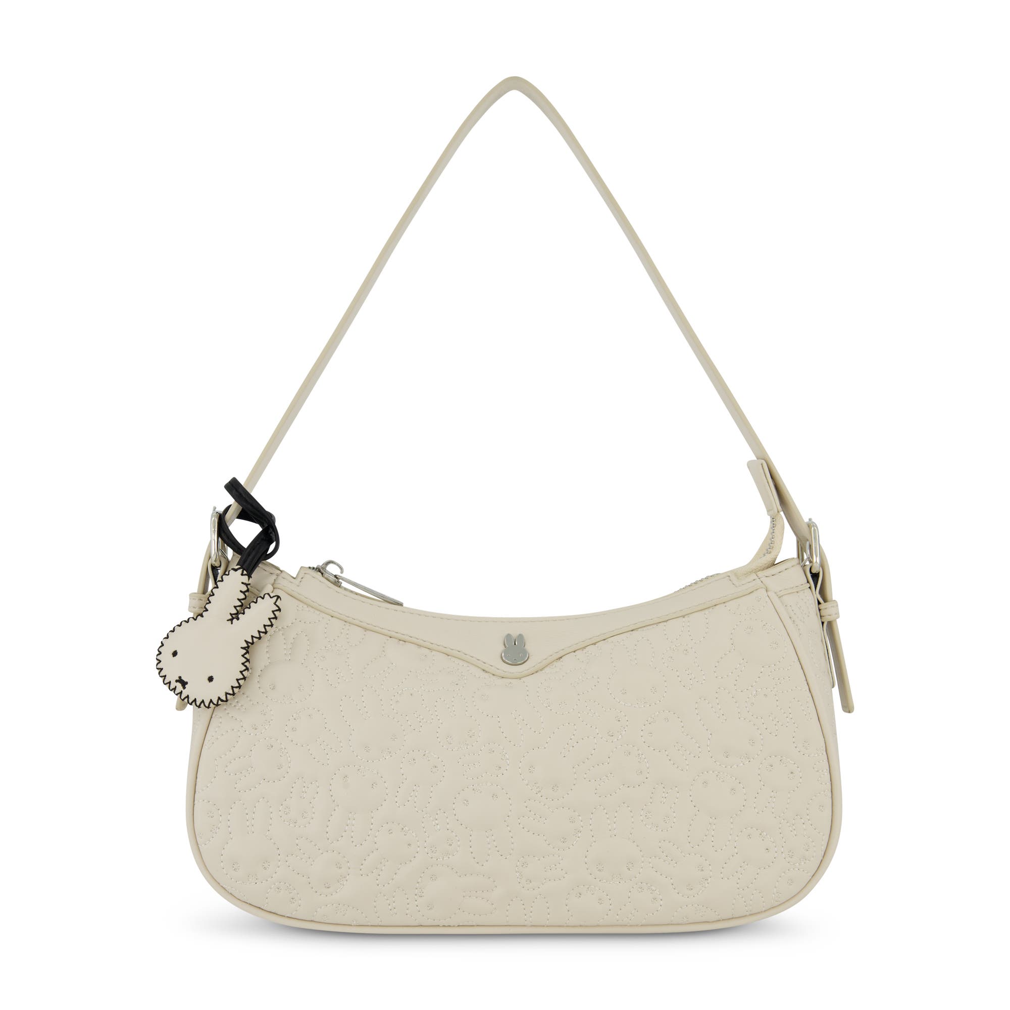 Daniele Nicole Miffy Quilted PU Shoulder Bag with Charm, Main, color, White