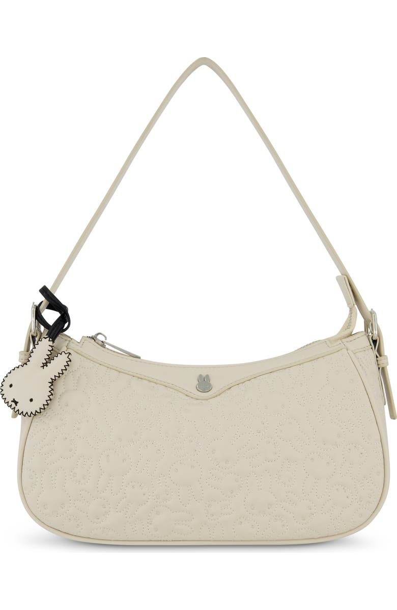 Daniele Nicole Miffy Quilted PU Shoulder Bag with Charm, Main, color, White