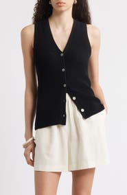 Nordstrom Button Front Cotton Blend Sweater Vest