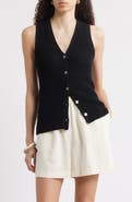 Nordstrom Button Front Cotton Blend Sweater Vest