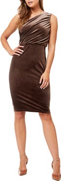 Love By Design Laura One Shoulder Velvet Sheath Dress