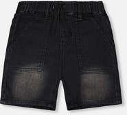 Deux par Deux French Terry Elastic Waist Drawstring Denim Shorts