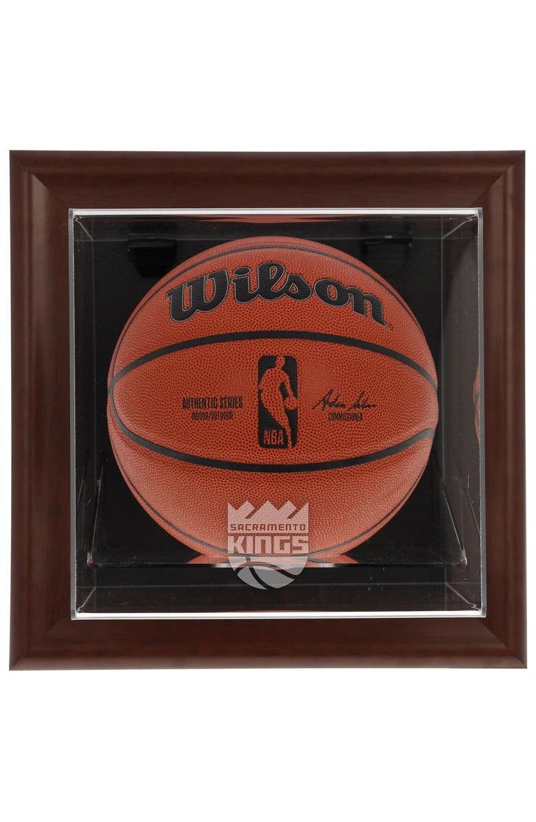 FANATICS AUTHENTIC Sacramento Kings Brown Framed Wall-Mounted Team Logo Basketball Display Case, Main, color, 