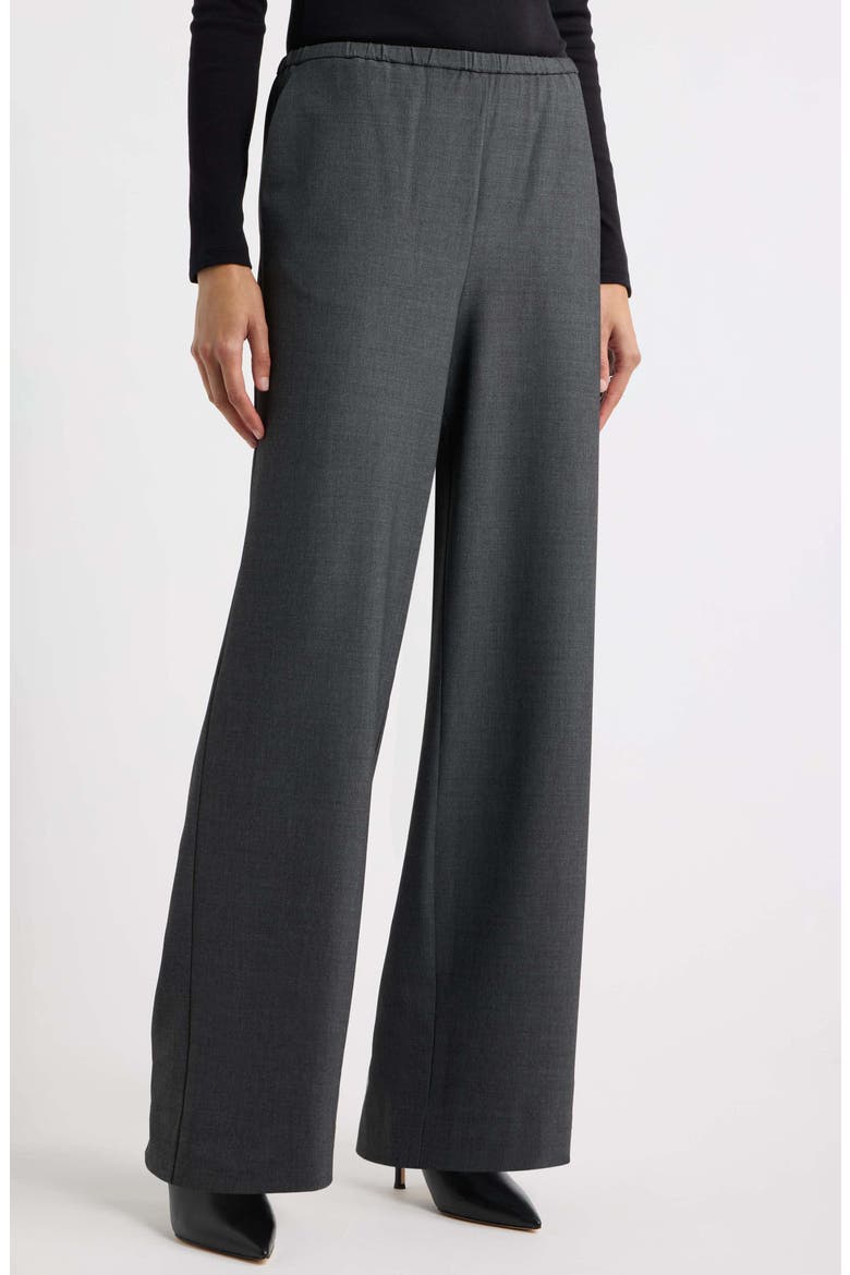 Wool Blend Pull On Wide Leg Pants, Main, color, GREY CHARCOAL HEATHER