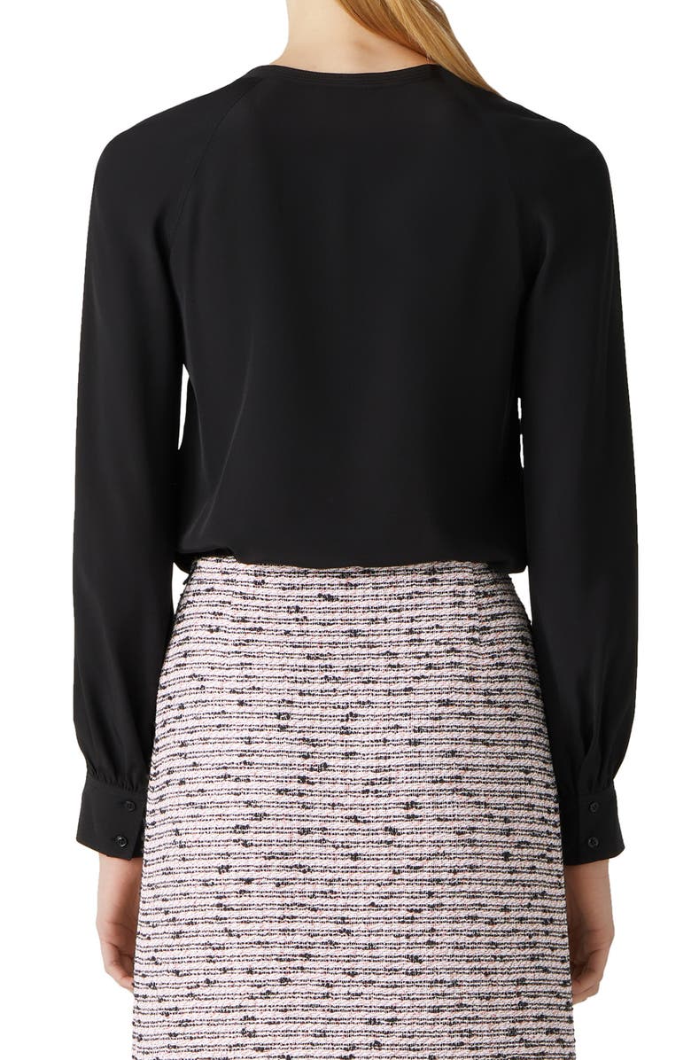 St. John Collection Asymmetric Tie Neck Silk Crêpe de Chine Blouse, Alternate, color, 