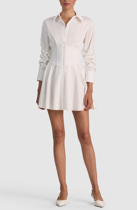 Edie Long Sleeve Corset Shirtdress
