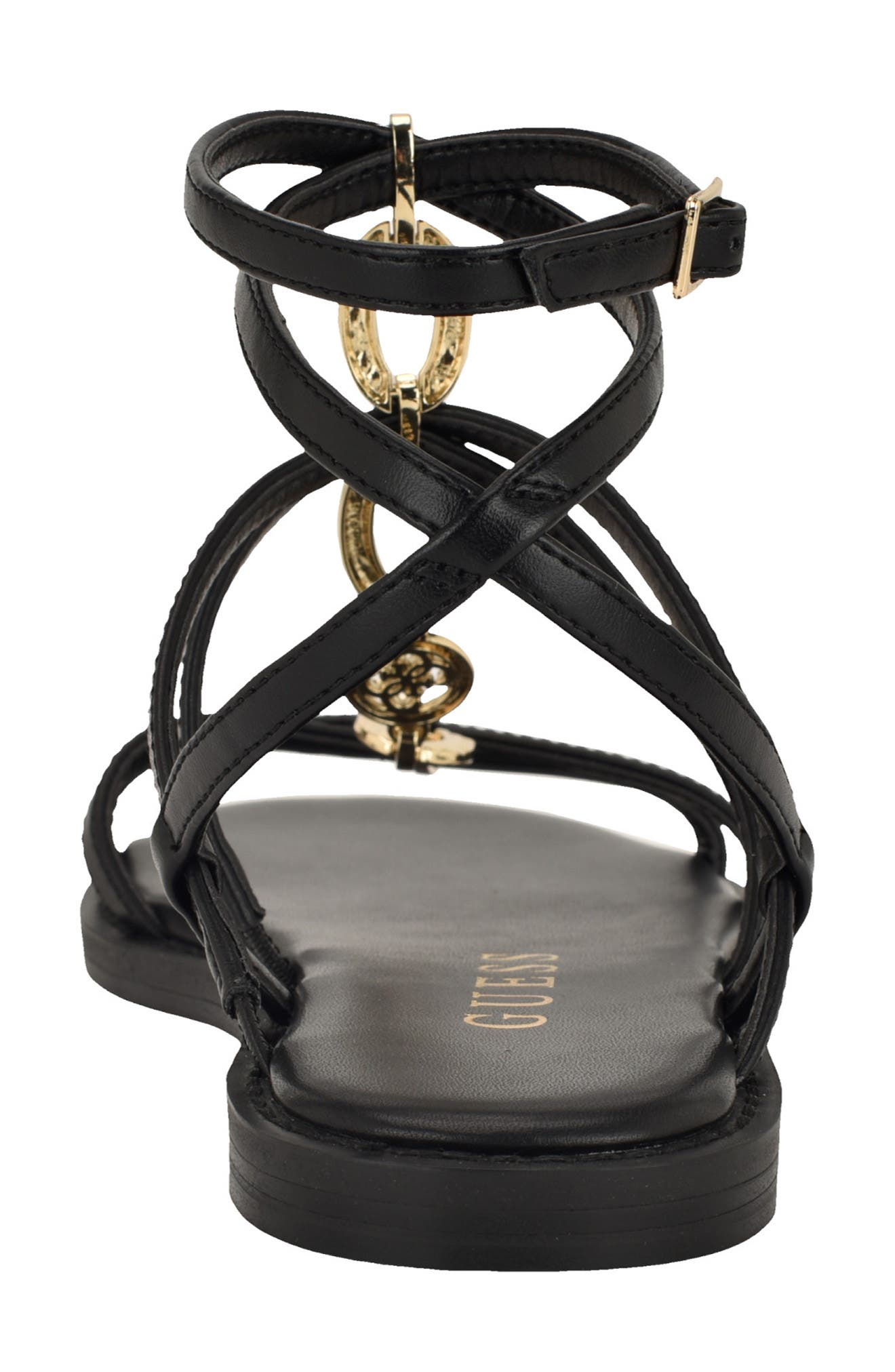 GUESS Grunge Strappy Sandal, Alternate, color, Black 001