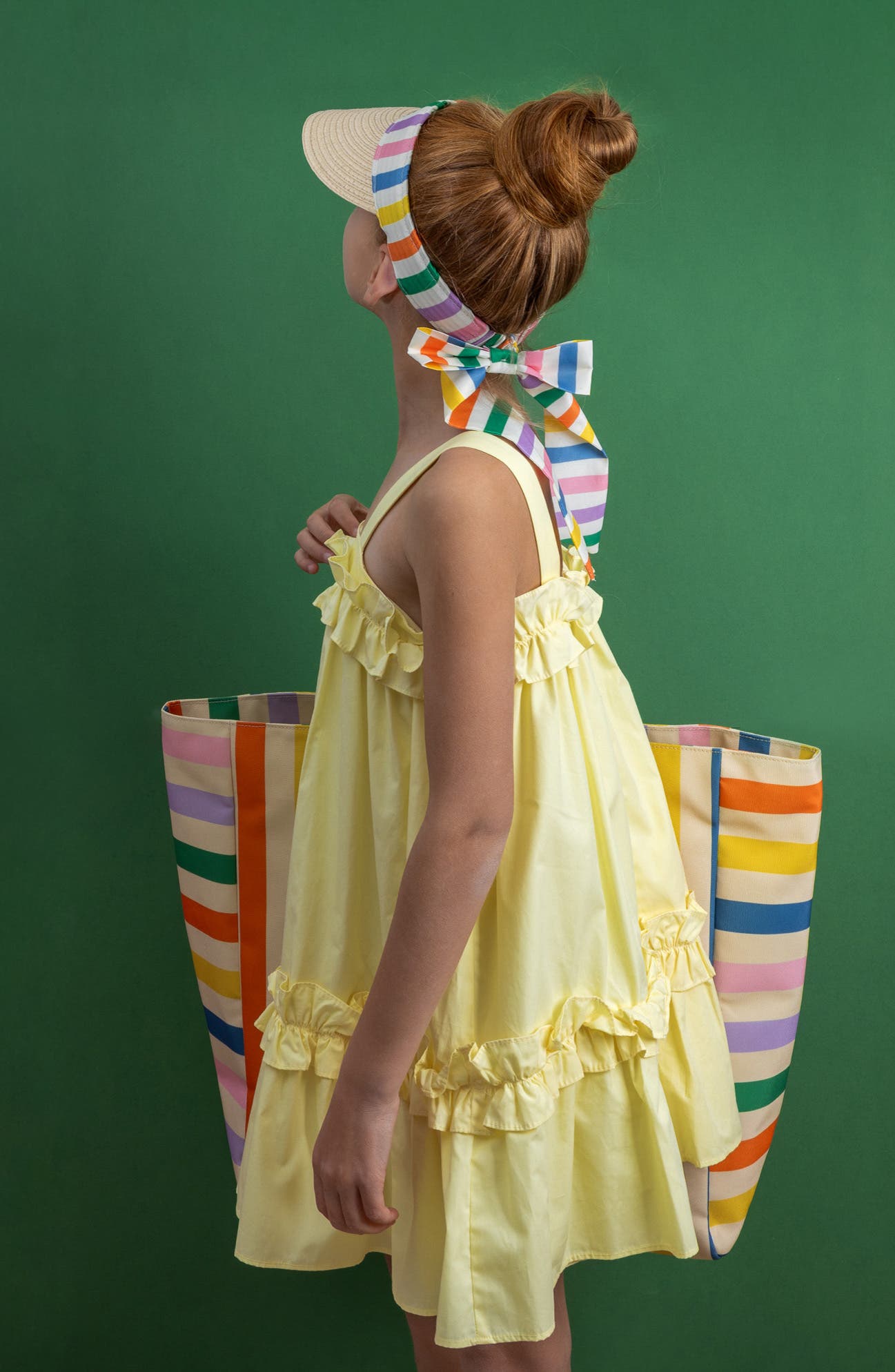 Kids' Stripe Canvas Beach Bag, Alternate, color, LIGHT/ PASTEL ORANGE