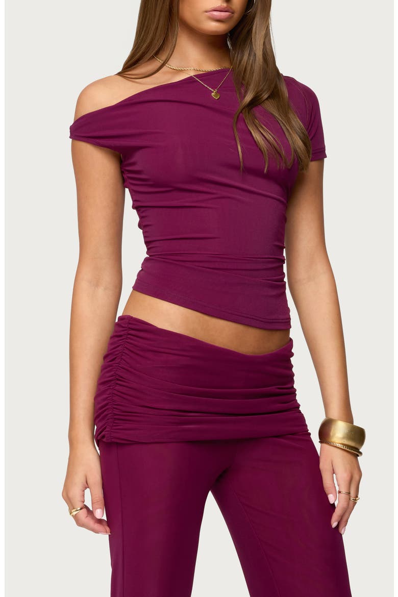 Halli Twist One-Shoulder Top, Alternate, color, BURGUNDY