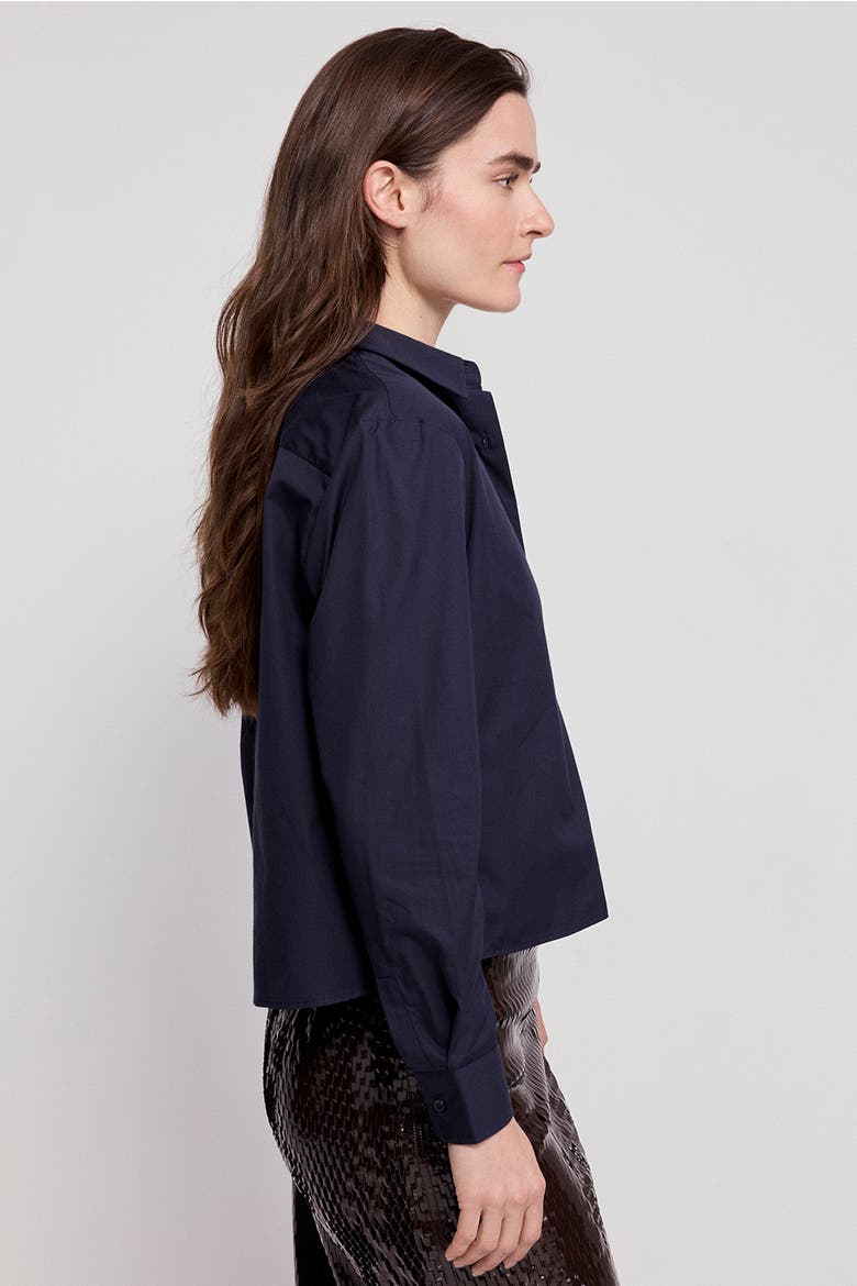The Long Sleeve Boxy Crop, Alternate, color, Navy