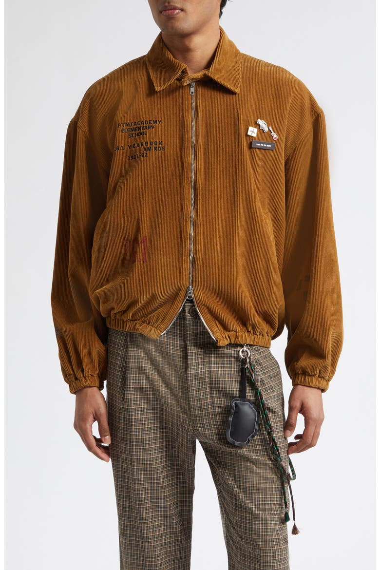 School Portrait Coach Cotton Corduroy Bomber Jacket, Main, color, CAMEL FADE OUT