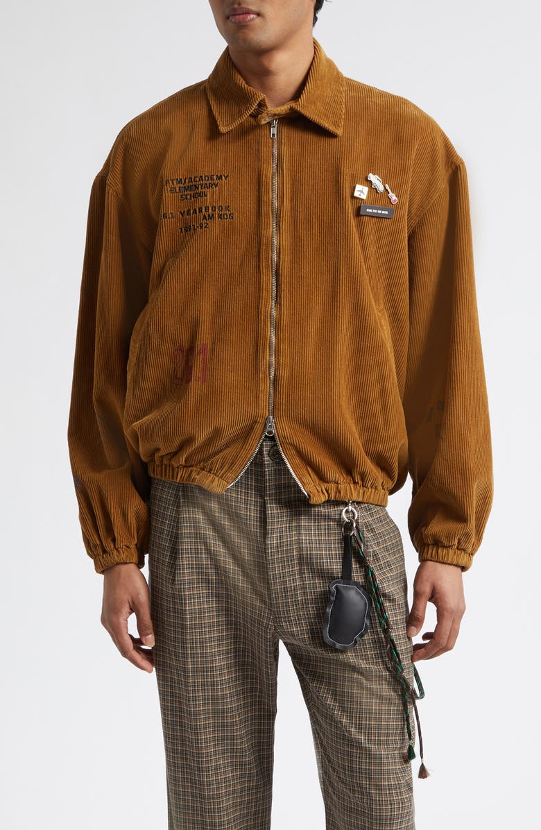 SONG FOR THE MUTE School Portrait Coach Cotton Corduroy Bomber Jacket, Main, color, Camel Fade Out