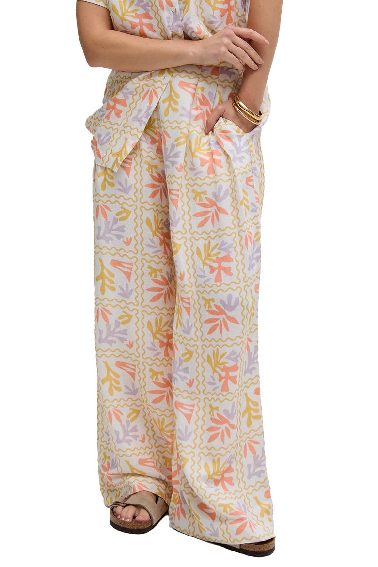 Matisse Wide Leg Patchwork Floral Print Trouser, Main, color, Cream