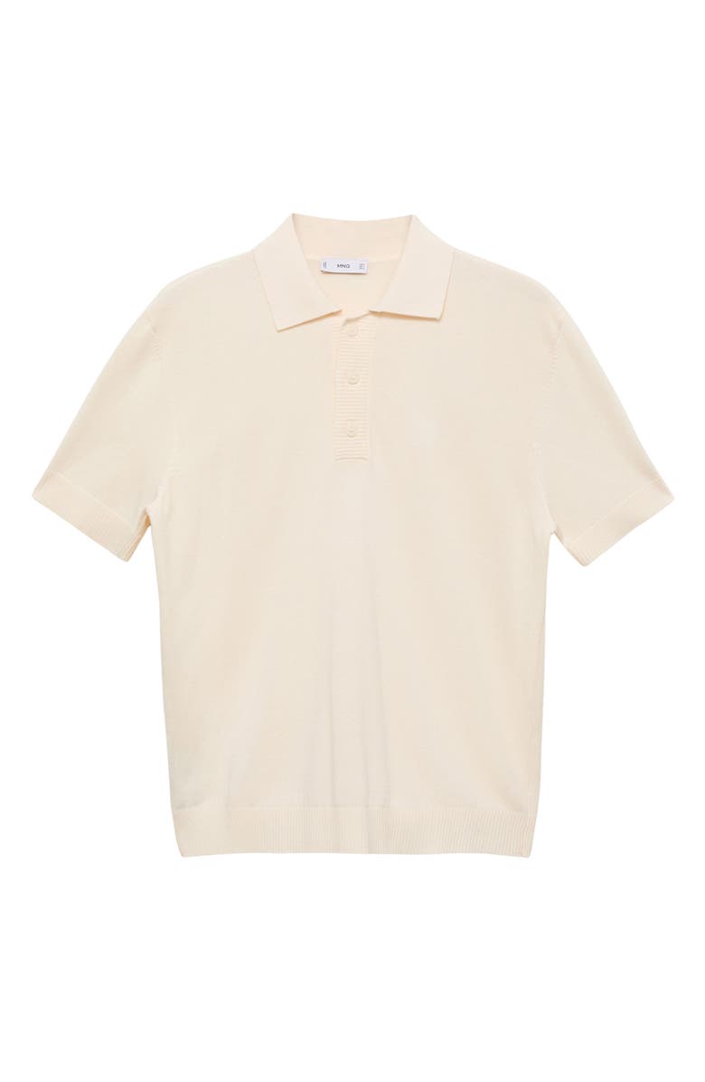 MANGO Cotton Blend Knit Polo, Alternate, color, Off White