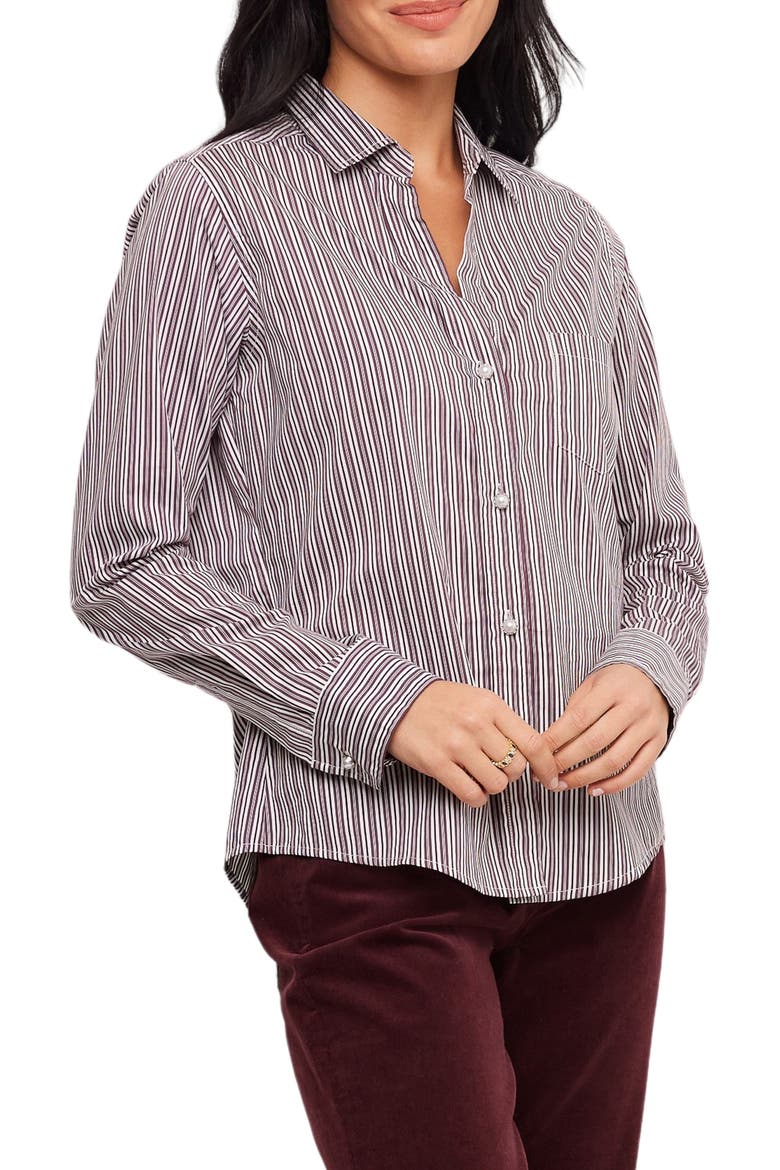 Striped Button Up Shirt, Alternate, color, WINE
