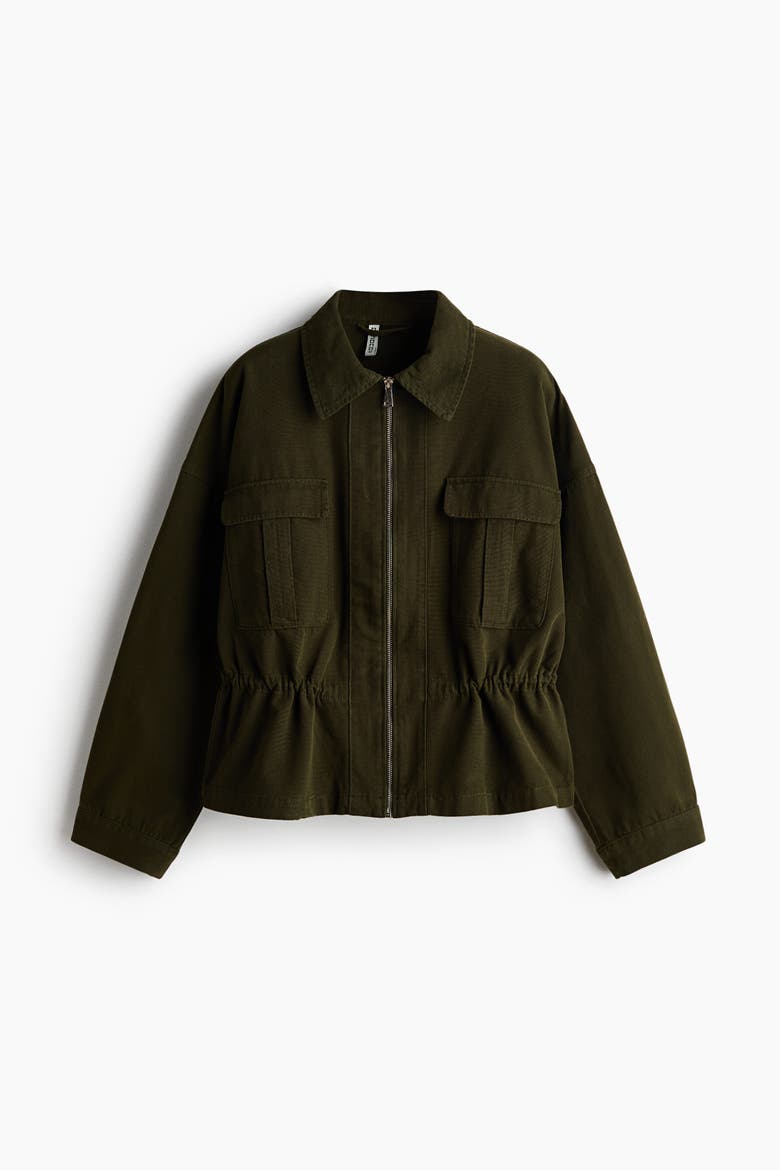 Drawstring-detail Utility Jacket, Alternate, color, Khaki green