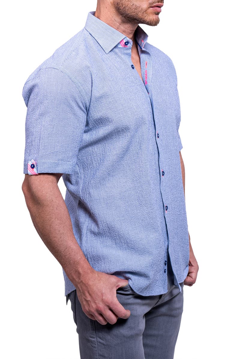Maceoo Galileo Aristocrat Luxe Stretch Cotton Seersucker Short Sleeve Button-Up Shirt, Alternate, color, 