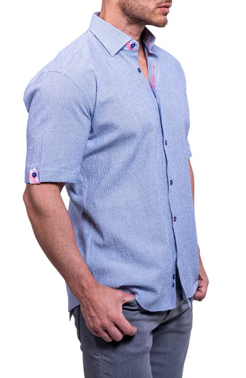 Maceoo Galileo Aristocrat Luxe Stretch Cotton Seersucker Short Sleeve Button-up Shirt