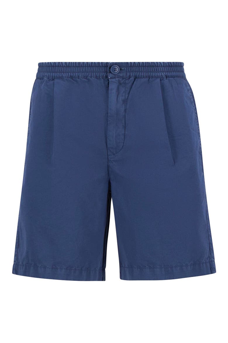 Rickfell Pleated Cotton Ripstop Shorts, Alternate, color, DARK DENIM