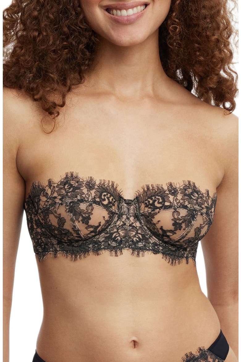 Entice Strapless Lace Underwire Bra, Main, color, BLACK/ NYLON