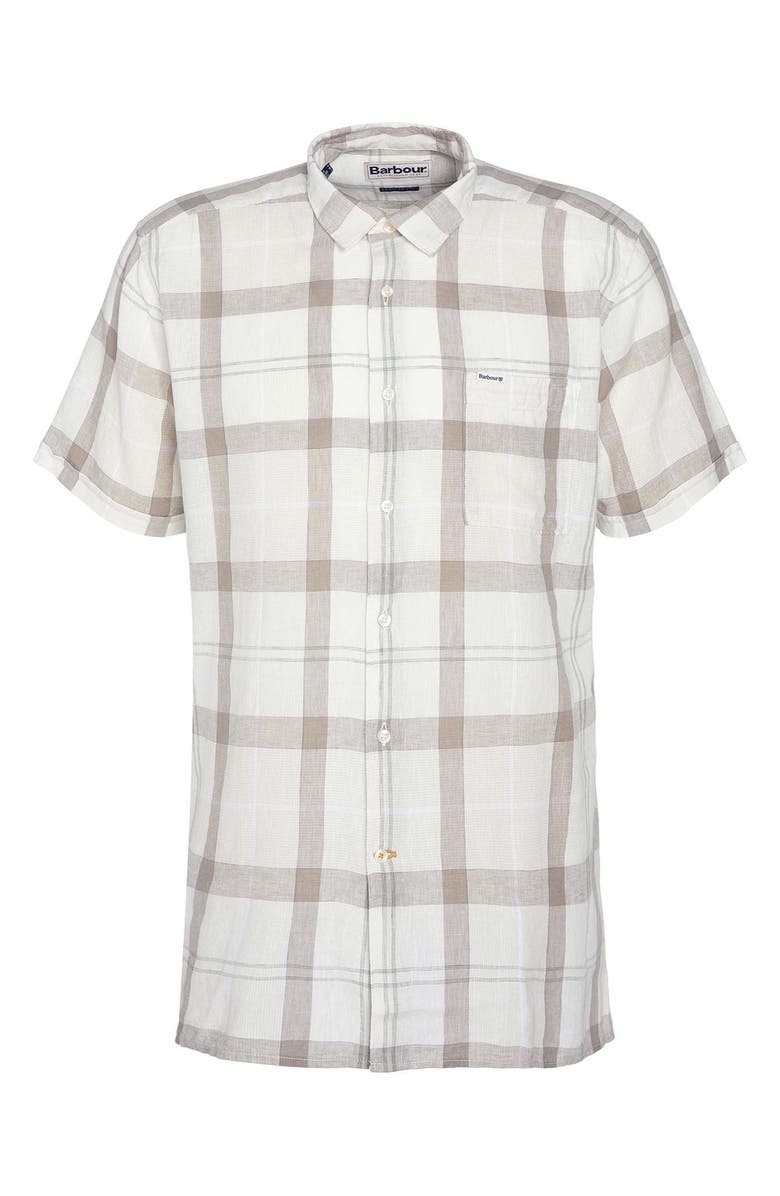 Barbour Croft Regular Fit Plaid Short Sleeve Linen Blend Button-Up Shirt, Alternate, color,