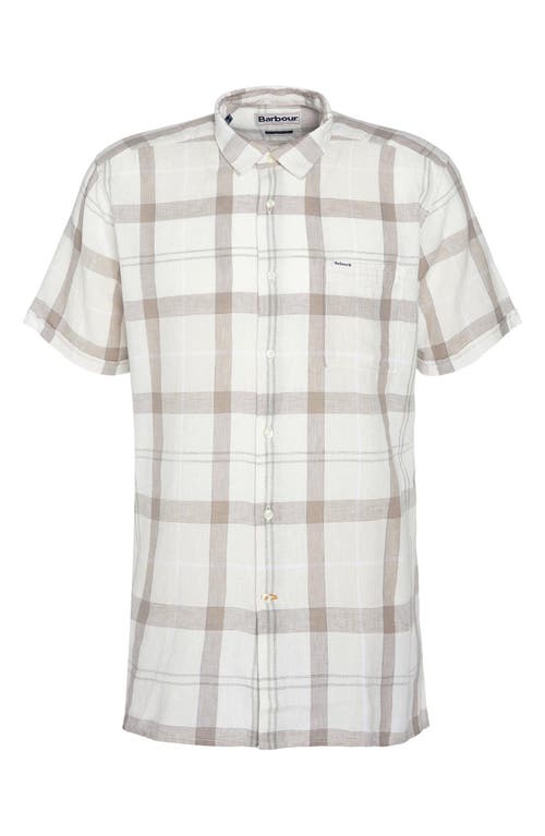 Barbour Croft Regular Fit Plaid Short Sleeve Linen Blend Button-up Shirt In Saltmarsh Tartan