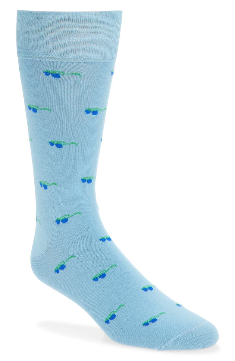 Paul Smith Nate Sunglasses Cotton Blend Dress Socks, Main, color, Turquoise/Aqua