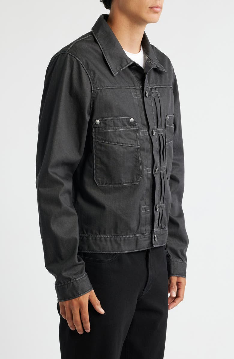 LEVEL 7 Coated Denim Jacket, Alternate, color, Black