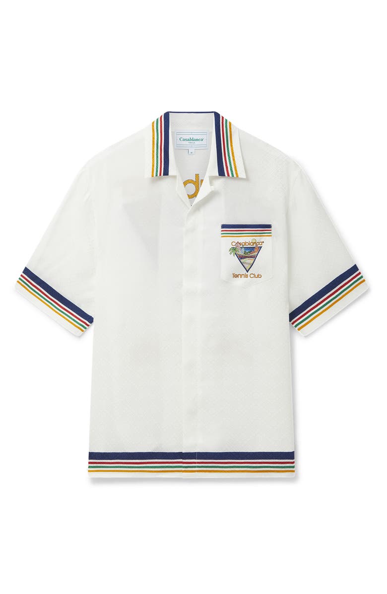 Casablanca Tennis Club Icon Silk Camp Shirt, Main, color, 