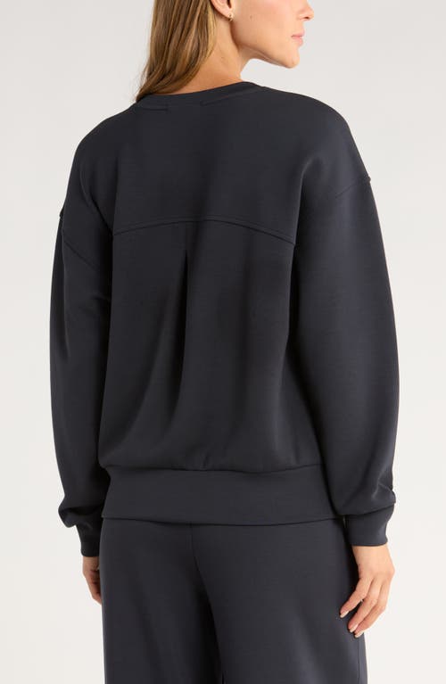 Zella Ultrasoft Boxy Knit Crew Sweatshirt In Black
