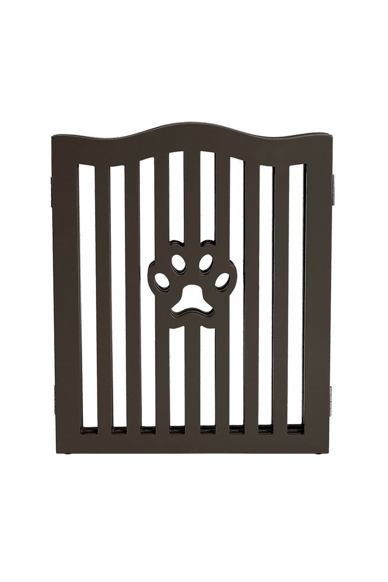 Wooden Free Standing Pet Gate for Small Dogs and Cats, Alternate, color, Brown