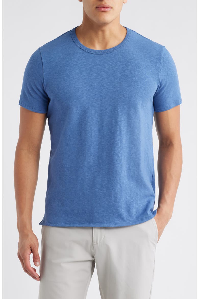Asher Black Slub Stretch Cotton & Modal T-Shirt, Main, color, MED BLUE