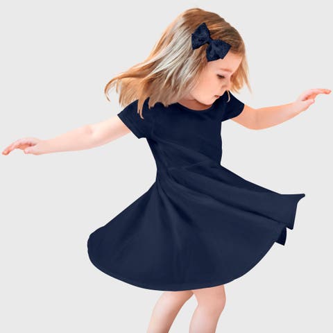 Baby Girls 100% Cotton Jersey Short SleeveTwirly Skater Dress