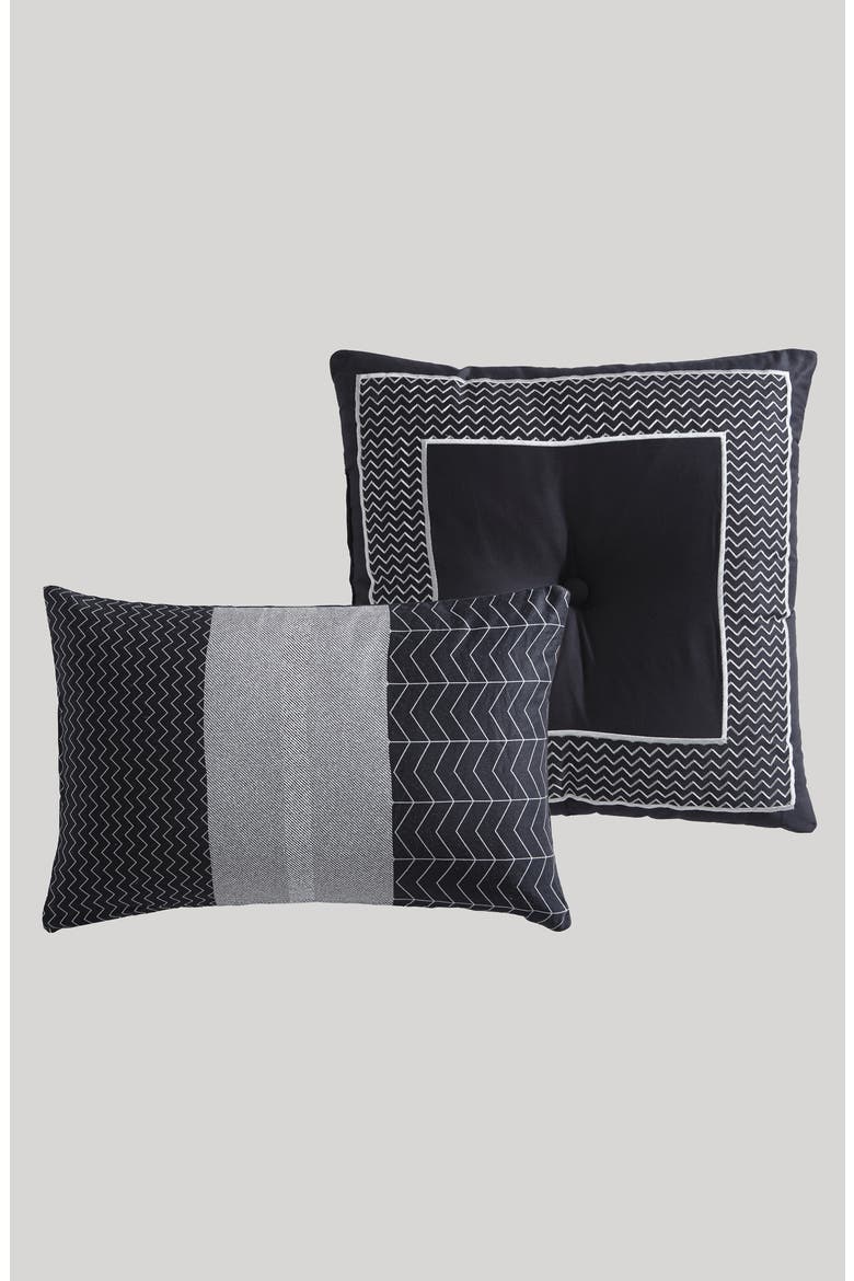 Kyle Grid Print 5-Piece Reversible Comforter Set, Alternate, color, BLACK